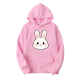 Sweet Pink Adorable Bunny Face Print Hoodie